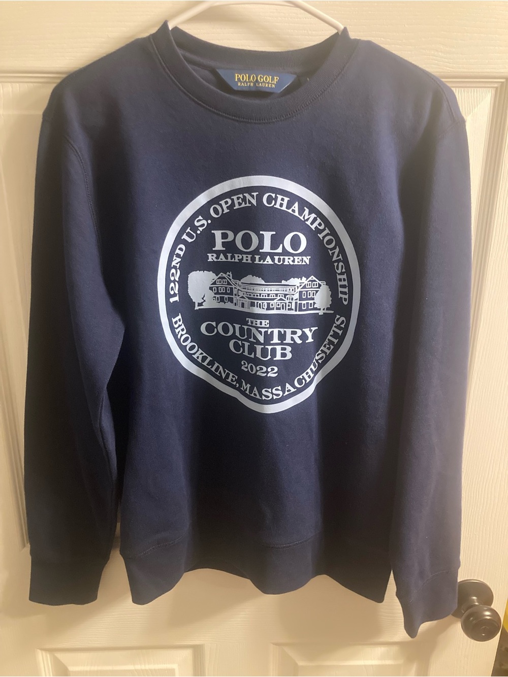 Ralph Lauren Navy Crewneck with White US Open Brookline Country Club Graphics